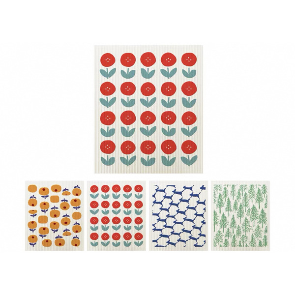 【日本霜山】印花風乾濕兩用木漿棉抹布-4片組-多色可選