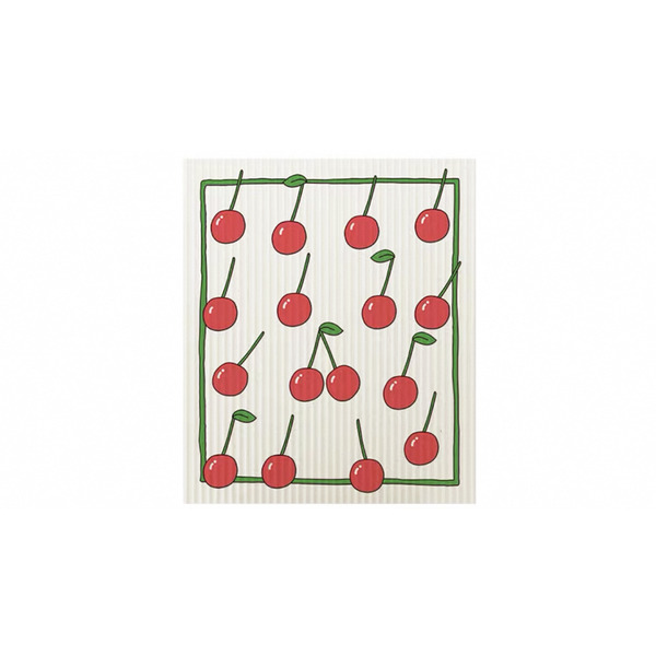 【日本霜山】櫻桃印花乾濕兩用木漿棉抹布(2片入/包)x3包組