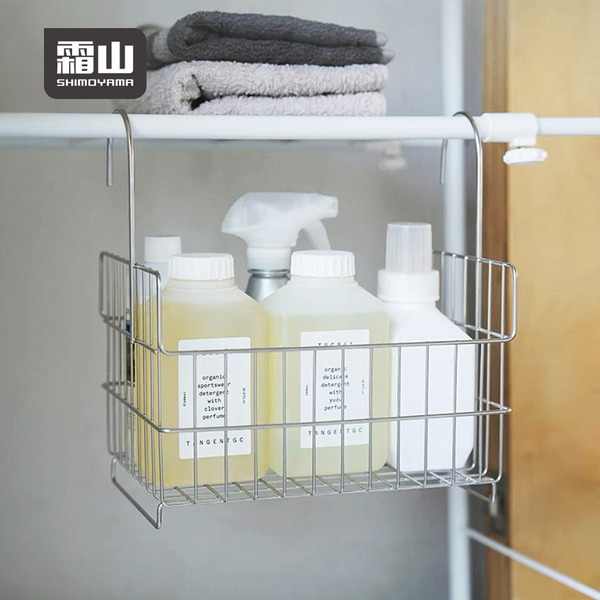 【日本霜山】可掛式304不鏽鋼浴室置物籃/收納掛籃