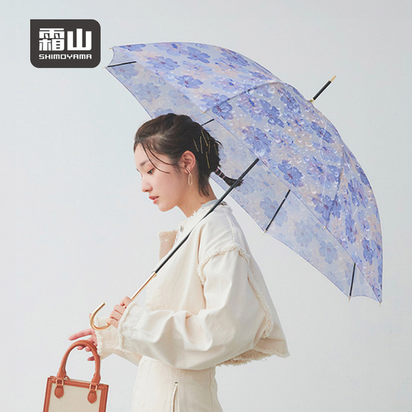 【日本霜山】水彩花卉8骨晴雨兩用長柄傘-多色可選