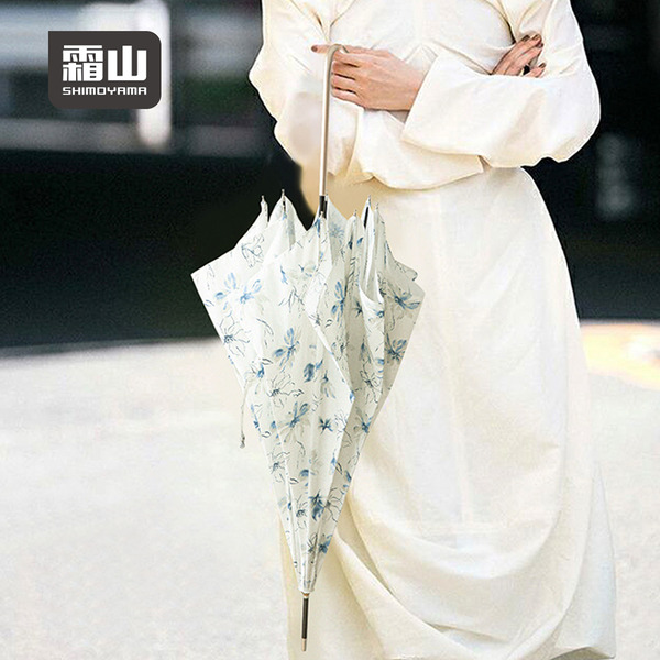 【日本霜山】水彩花卉8骨晴雨兩用長柄傘-多色可選