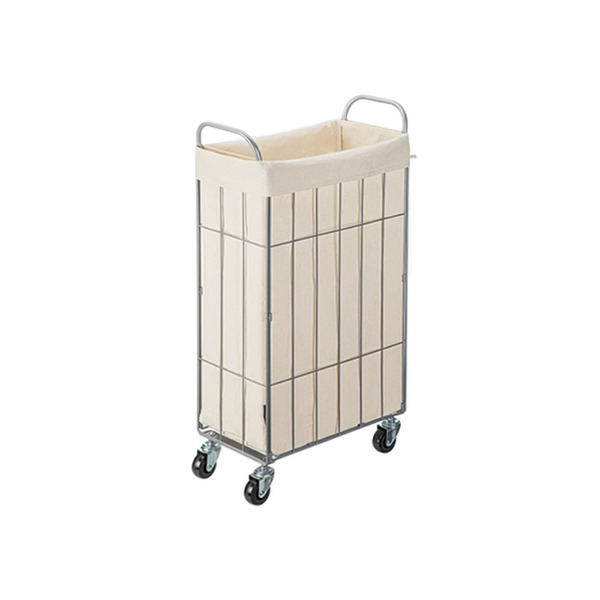 【日本霜山】窄型不鏽鋼折疊洗衣籃(附輪)-36L-多色可選