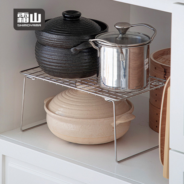 【日本霜山】304不鏽鋼折疊式桌上/水槽下兩用置物架