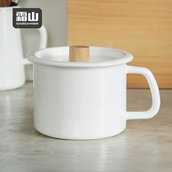 【日本霜山】圓形琺瑯保鮮罐(附蓋/附把手)-1.4L