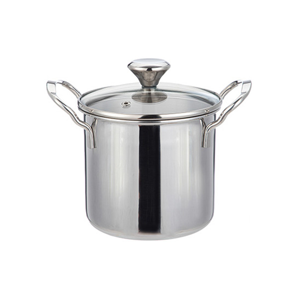 【日本霜山】不鏽鋼三層鋼雙耳湯鍋(1.2L)-14cm