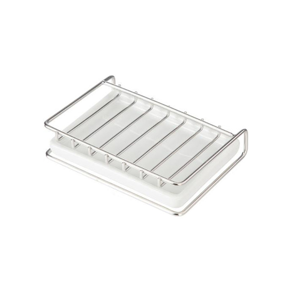 【日本霜山】304不鏽鋼瀝水肥皂架(附陶瓷托盤)