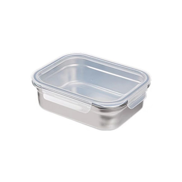 【日本霜山】卡扣式304不鏽鋼保鮮盒(附蓋)-2.1L-3入