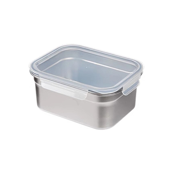 【日本霜山】卡扣式304不鏽鋼保鮮盒(附蓋)-3.2L-3入