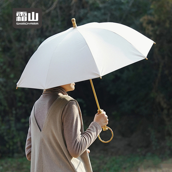 【日本霜山】復古竹柄8骨晴雨兩用長柄傘-多色可選
