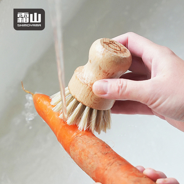 【日本霜山】日式軟質刷毛蔬果清潔刷(附304不鏽鋼收納架)