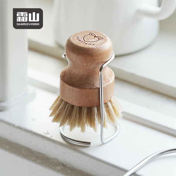 【日本霜山】日式軟質刷毛蔬果清潔刷(附304不鏽鋼收納架)