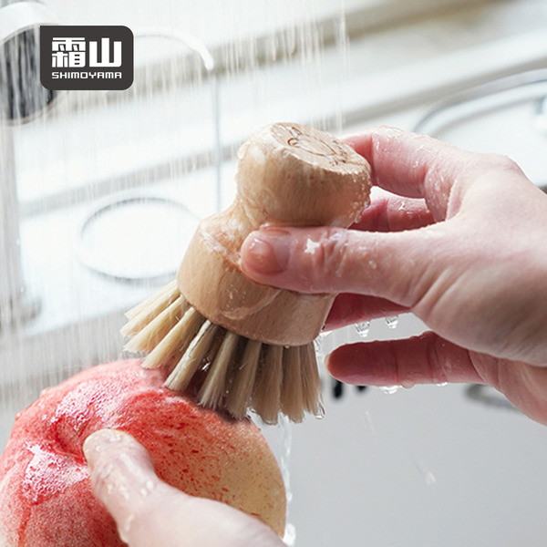 【日本霜山】日式軟質刷毛蔬果清潔刷(附304不鏽鋼收納架)