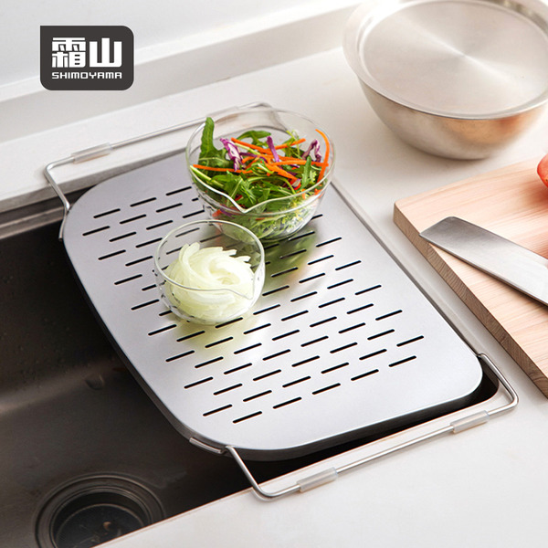 【日本霜山】流理台水槽用不鏽鋼伸縮瀝水架