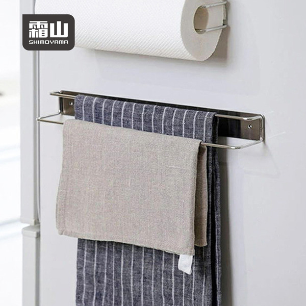 【日本霜山】壁掛磁吸式雙桿抹布架/廚具吊掛收納架