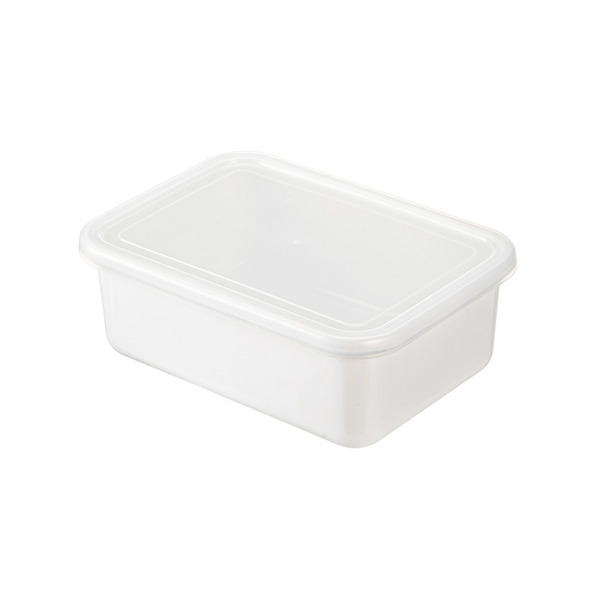 【日本霜山】日系純白風長方形琺瑯保鮮盒(附蓋)-L-1500ml-3入