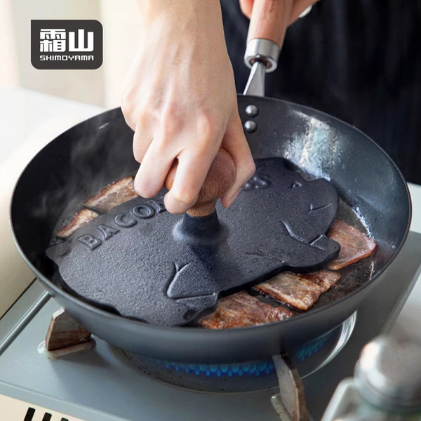 【日本霜山】小豬造型鑄鐵壓肉板