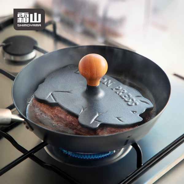 【日本霜山】小豬造型鑄鐵壓肉板