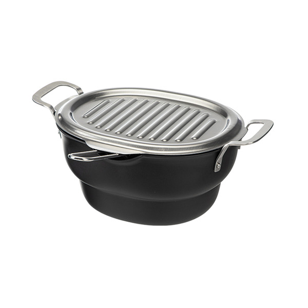 【日本霜山】多功能不沾鐵炸鍋(附濾網&amp;蓋) (IH爐可用)