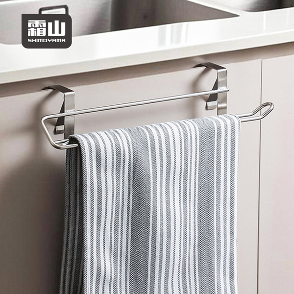 【日本霜山】不鏽鋼廚櫃門後掛架/雙桿抹布架