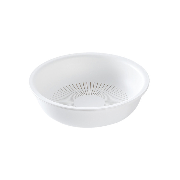 【日本霜山】淺型可微波耐熱瀝水籃+盆兩件組-1.5L