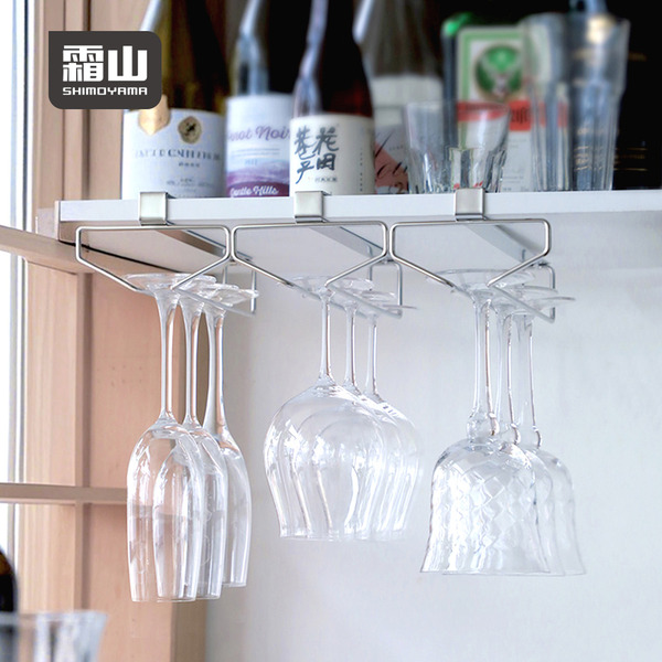 【日本霜山】304不鏽鋼懸掛式高腳杯收納架/倒掛杯架