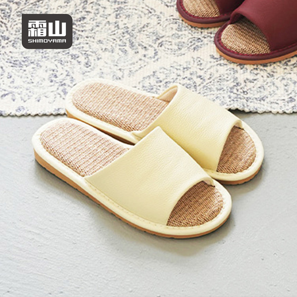 【日本霜山】和風皮質透氣亞麻底防滑室內拖鞋-多款可選