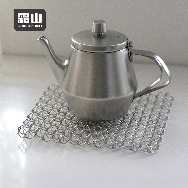 【日本霜山】時尚編織風304不鏽鋼方形隔熱墊/鍋墊