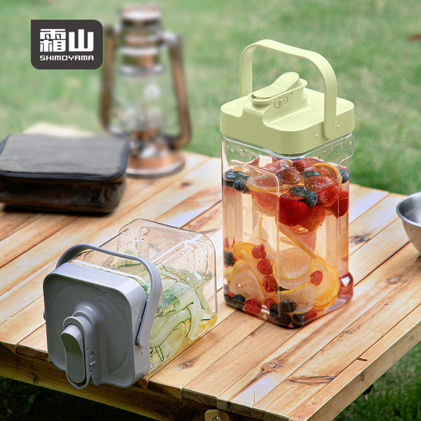【日本霜山】按壓式戶外用大容量冷水壺(附濾嘴)-3.5L-多色可選