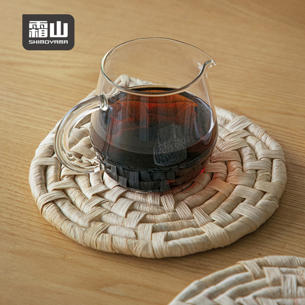 【日本霜山】可掛式文藝風玉米皮編織鍋墊/隔熱墊