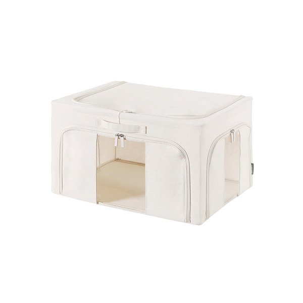 【日本霜山】三面開口折疊式衣物收納箱(附透窗)-85L-3入