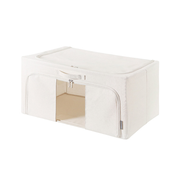 【日本霜山】三面開口折疊式衣物收納箱(附透窗)-100L-3入