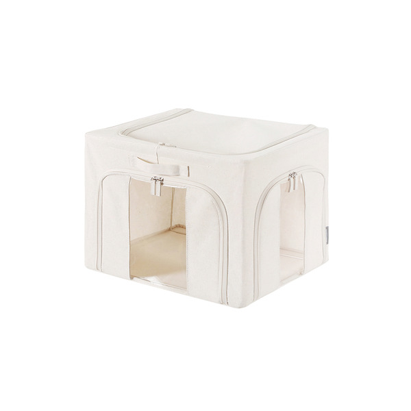 【日本霜山】三面開口折疊式衣物收納箱(附透窗)-53L-3入