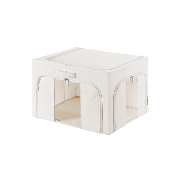 【日本霜山】三面開口折疊式衣物收納箱(附透窗)-74L-3入