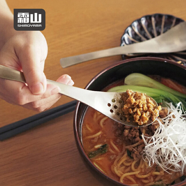 【日本霜山】304不鏽鋼漏勺餐勺兩件組