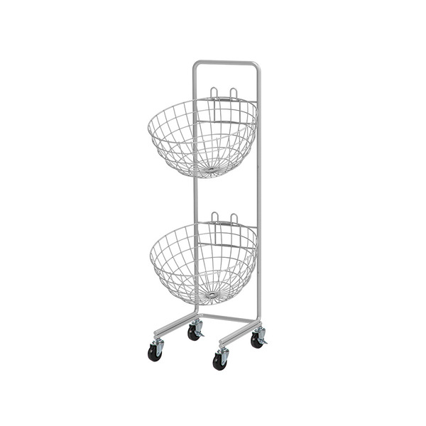 【日本霜山】復古風移動式雙層置物收納籃架