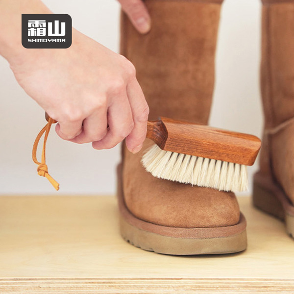 【日本霜山】櫸木柄馬毛鞋刷/鞋面除塵刷