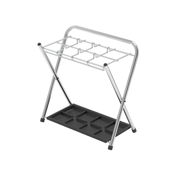 【日本霜山】簡約風不鏽鋼8格傘架/雨傘收納架(附集水盤)