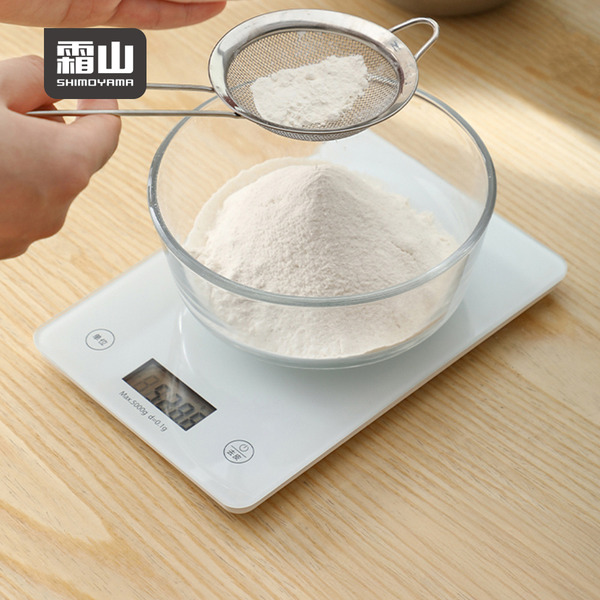 【日本霜山】鋼化玻璃料理電子秤/食物秤(4號電池款)