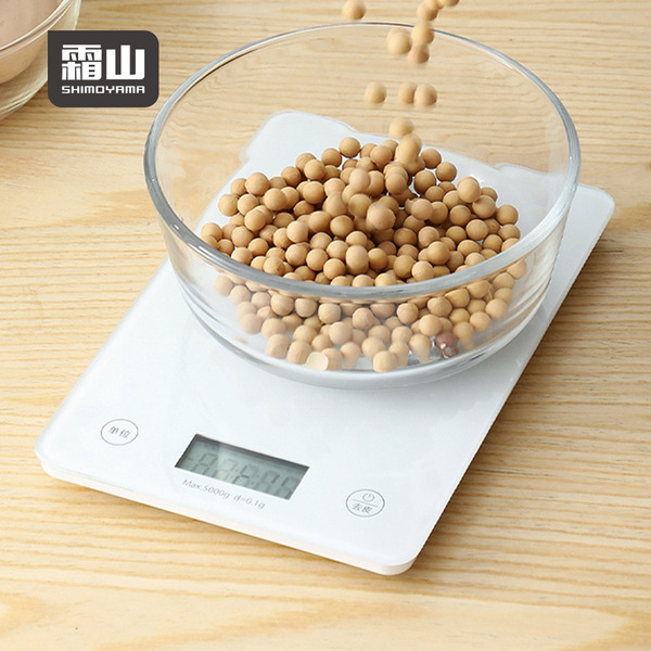 【日本霜山】鋼化玻璃料理電子秤/食物秤(4號電池款)