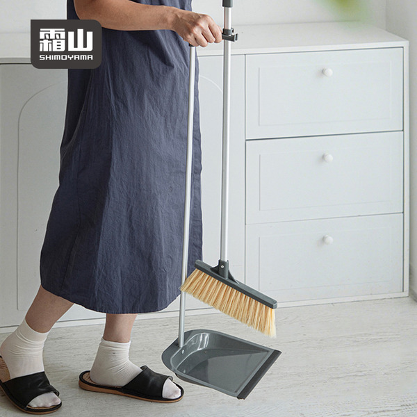 【日本霜山】輕量鋁桿超密集刷毛不揚塵掃把畚斗組
