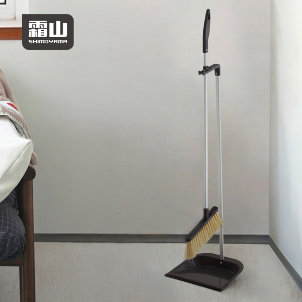 【日本霜山】輕量鋁桿超密集刷毛不揚塵掃把畚斗組