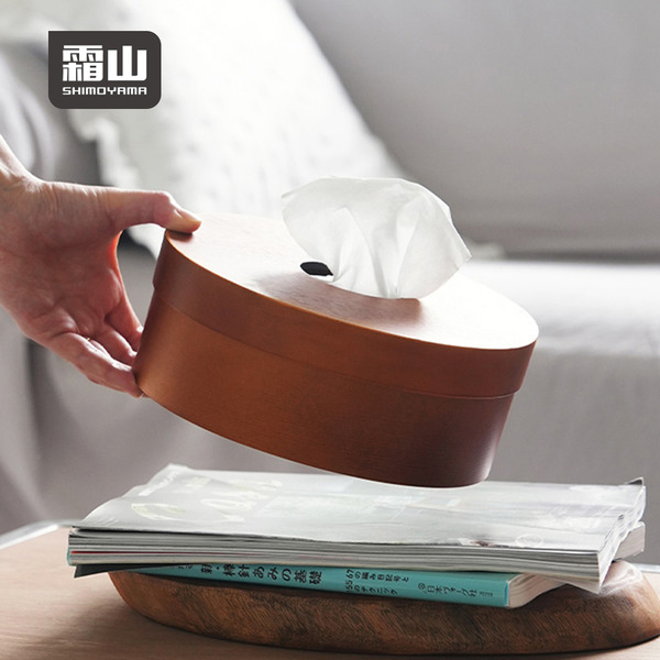 【日本霜山】夏克風天然雲杉木面紙盒/衛生紙盒/紙巾盒