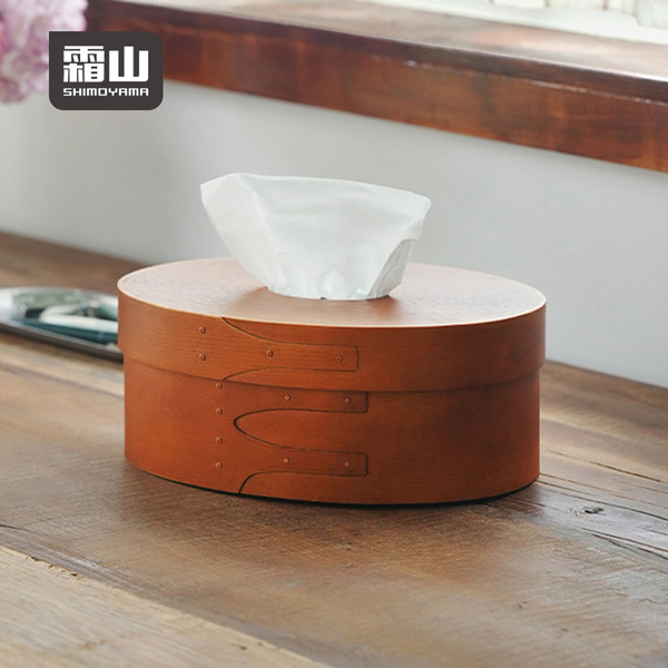 【日本霜山】夏克風天然雲杉木面紙盒/衛生紙盒/紙巾盒