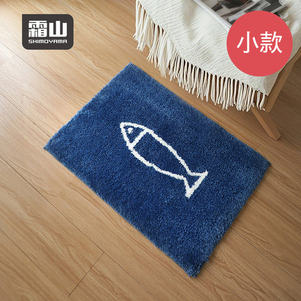 【日本霜山】小魚塗鴉防滑吸水快乾浴室踏墊(小)-45x65cm-多色可選