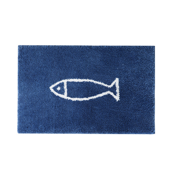 【日本霜山】小魚塗鴉防滑吸水快乾浴室踏墊(大)-48x76cm-多色可選