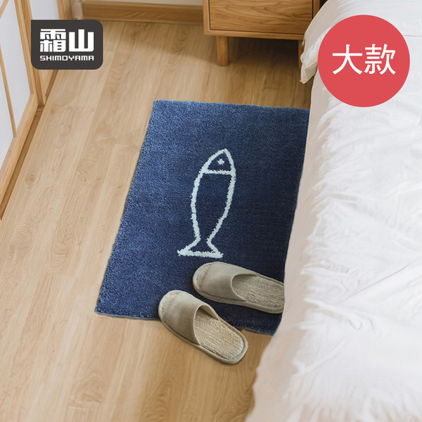 【日本霜山】小魚塗鴉防滑吸水快乾浴室踏墊(大)-48x76cm-多色可選