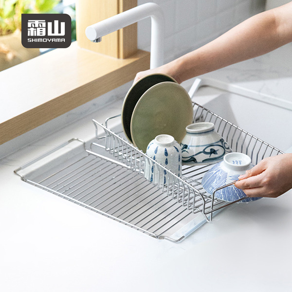 【日本霜山】304不鏽鋼伸縮式碗盤收納瀝水籃