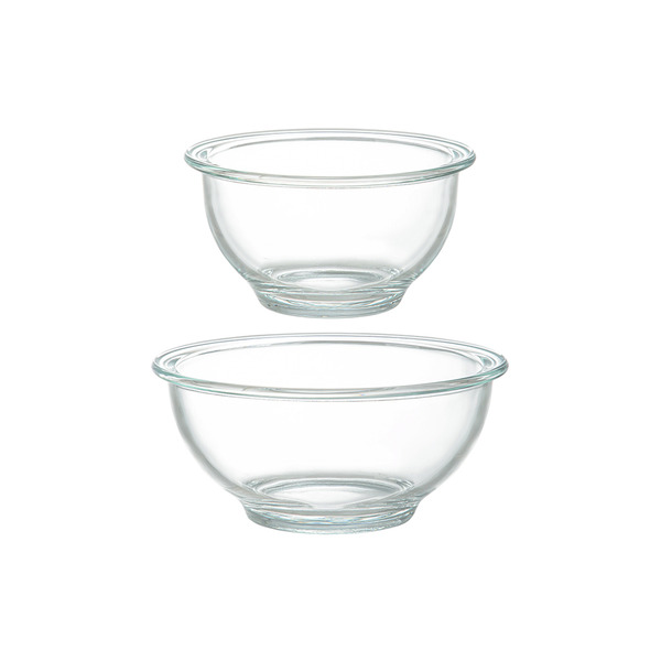 【日本霜山】耐熱玻璃調理碗/沙拉碗二件組(490ml+880ml)