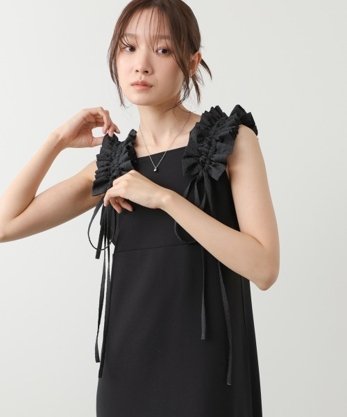 造型綁帶直筒長洋裝 三色