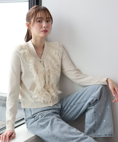 夢幻網紗荷葉邊針織外套 三色